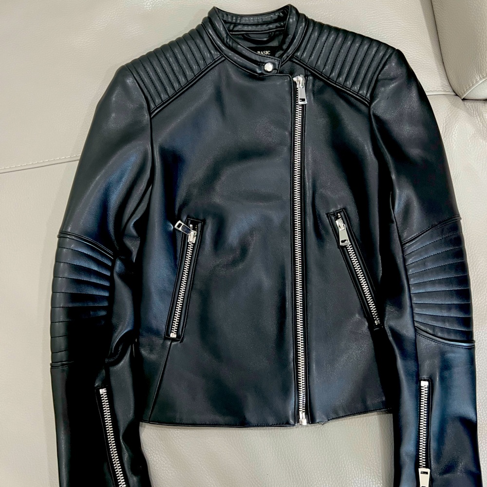 Zara faux leather jacket- black, size XS